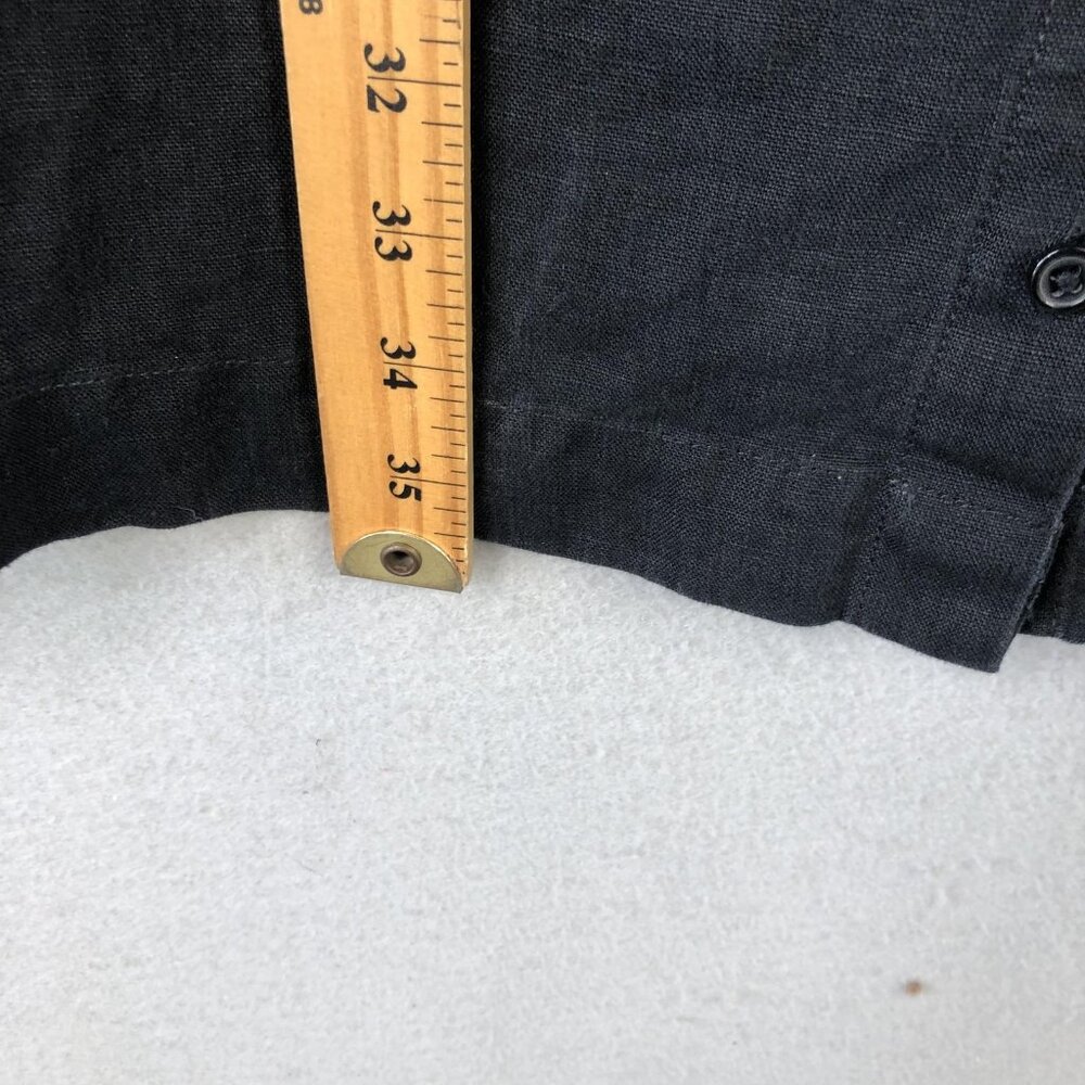 Garnet Hill Dress Womens 6 Black Linen Sleeveless Button Front Shirt Resort Airy - Picture 5 of 13
